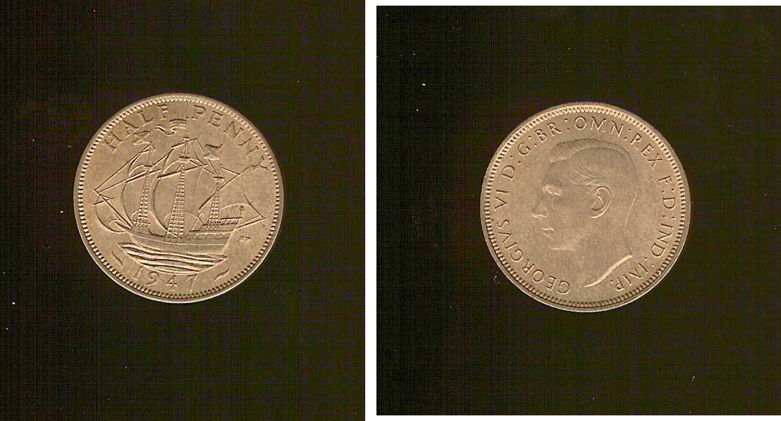 ROYAUME-UNI 1/2 Penny Georges VI 1947 SPL+